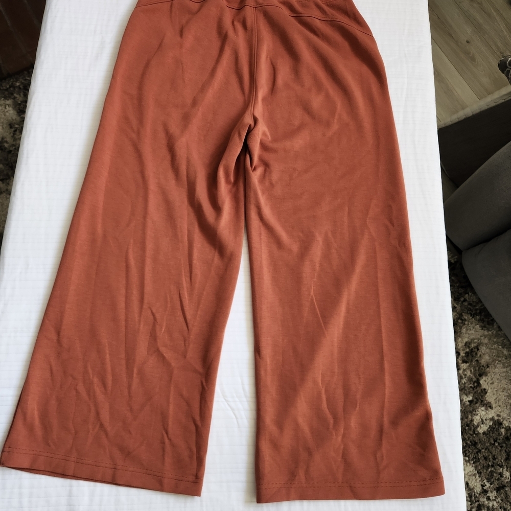 NEW Autumn Rust Wide-Leg Draw-string Lounge Pants - Picture 2 of 4